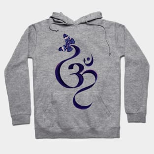 OM symbol and Butterfly - watercolor Hoodie